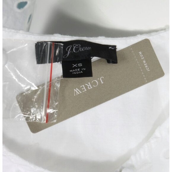 New J. CREW White Scalloped Ruffle Trim Tie Waist Eyelet Dress size XS NWT /926 - Picture 8 of 8